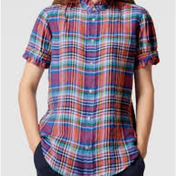 Polo by Ralph Lauren Linen Ruffle Trimmed Blouse - Picture 2 of 11